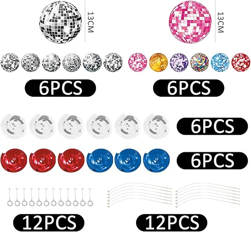 OVDGWC 12 Pièces Disco Spirals, Décoration De Disco Argentée Colorée, Ornements en Spirale, Décoration De Support De Fond De Fête, Accessoires De Décoration Disco-Ball - Nail Gallerys