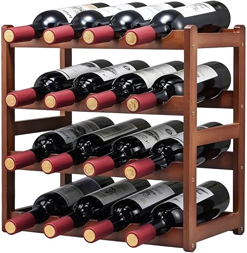 Cikonielf Casier à vin en Bambou à 4 Couches en Bois de Bambou Naturel Le casier à vin Peut contenir 16 Bouteilles de vin 35 x 43 x 23,5 cm - Nail Gallerys