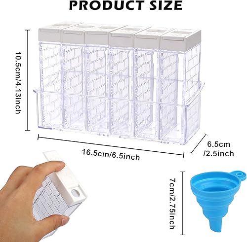 Boîtes Dassaisonnement Transparent,6 Boîte d'assaisonnement Transparente,Pots à Epices en Plastique avec Plateau,pour Rangement de Condiments, sel, Sucre et Poivre - Nail Gallerys