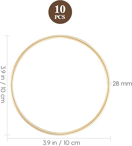 Toyvian Lot de 10 anneaux attrape-rêves - En métal doré - Rond - 10 cm - Pour bricolage, couronne, cadre, artisanat, festival, décoration de fête - Nail Gallerys