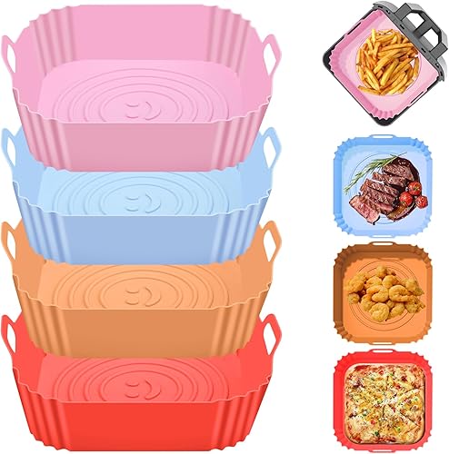 22CM Air Fryer Accessoires, 4 Pièces Moule Silicone Air Fryer, Réutilisable Friteuse Air Chaud Silicone Papier - Nail Gallerys