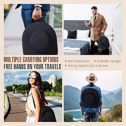 Sujurio Étui à Chapeau de Voyage, Étui de Voyage à Chapeau, Boîte à Chapeau de Voyage, Organisateur de Chapeau de Voyage, Rangement de Chapeau pour le Voyage, Étui à Chapeau pour Fedora Facile à Utili - Nail Gallerys