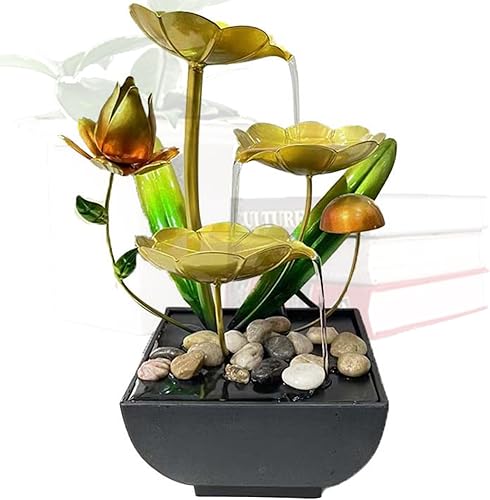 Tuzsocr Fontaine d'intérieur,Ornements d'eau Courante,Fontaine d'eau de Bureau avec Cascade LED - Idéal Méditation et Détente - pour la Décoration de la Maison,L'ameublement de Bureau (Style 2-A) - Nail Gallerys